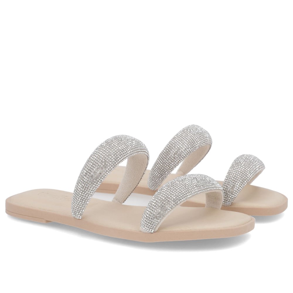 Rasteira Bege Strass Bege 3