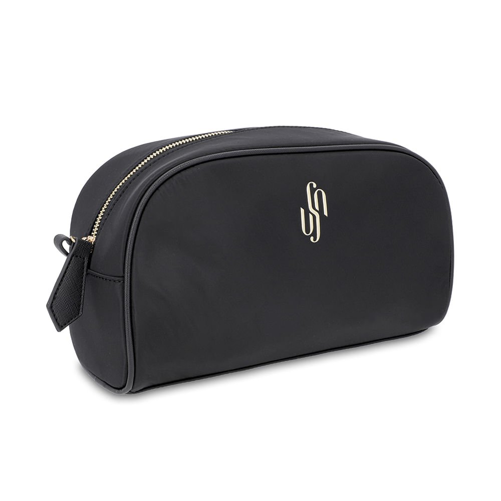 Necessaire Nylon Bolso Interno Preta Preto 2