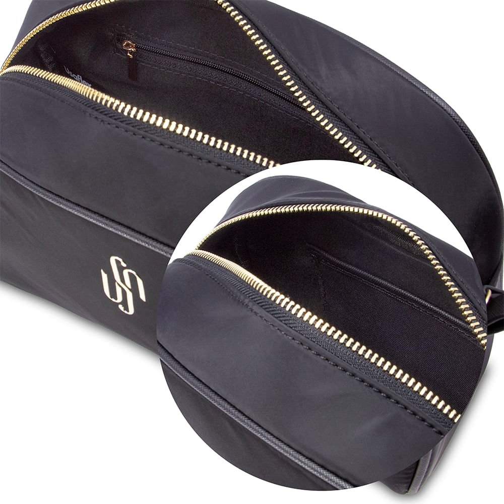Necessaire Nylon Bolso Interno Preta Preto 5