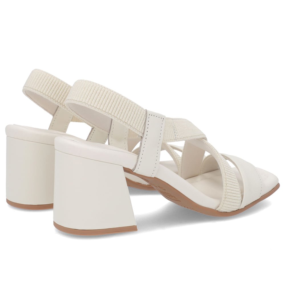 Sandália Salto Bloco Elástico Off-White Branco 3