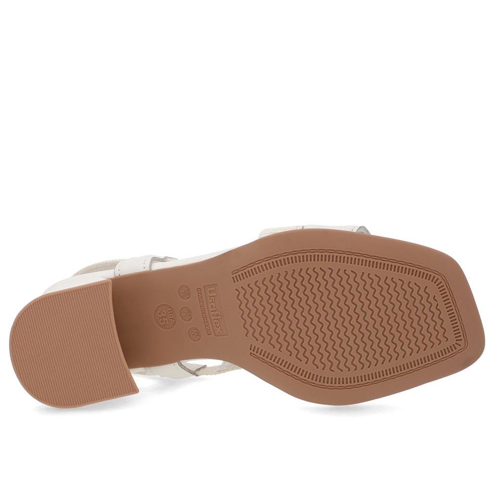 Sandália Salto Bloco Elástico Off-White Branco 5