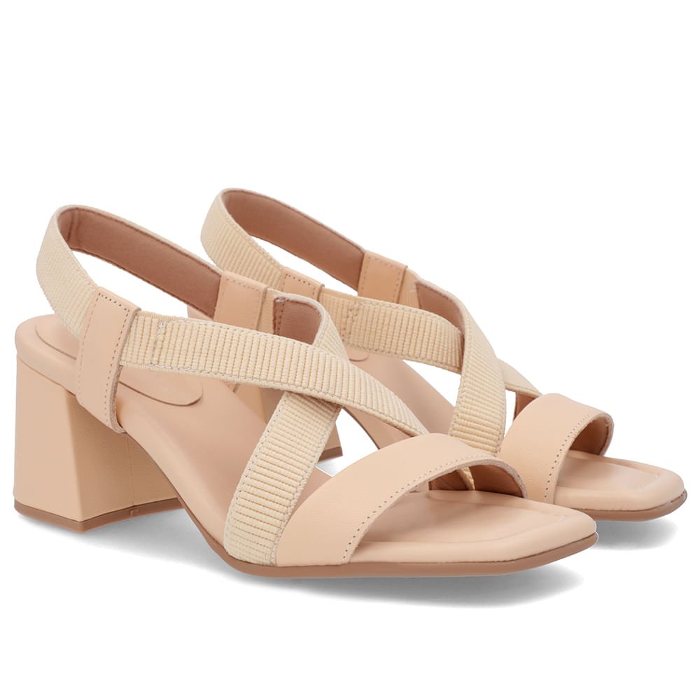 Sandália Salto Bloco Elástico Laranja Laranja 2