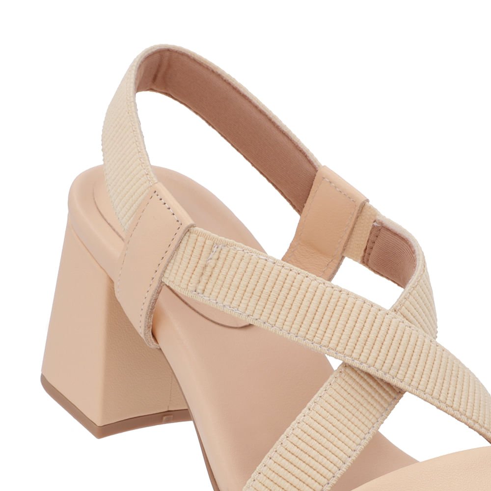 Sandália Salto Bloco Elástico Laranja Laranja 4