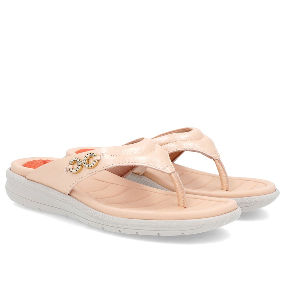 Chinelo Plataforma Couro Laranja Enfeite Brilho Laranja 2