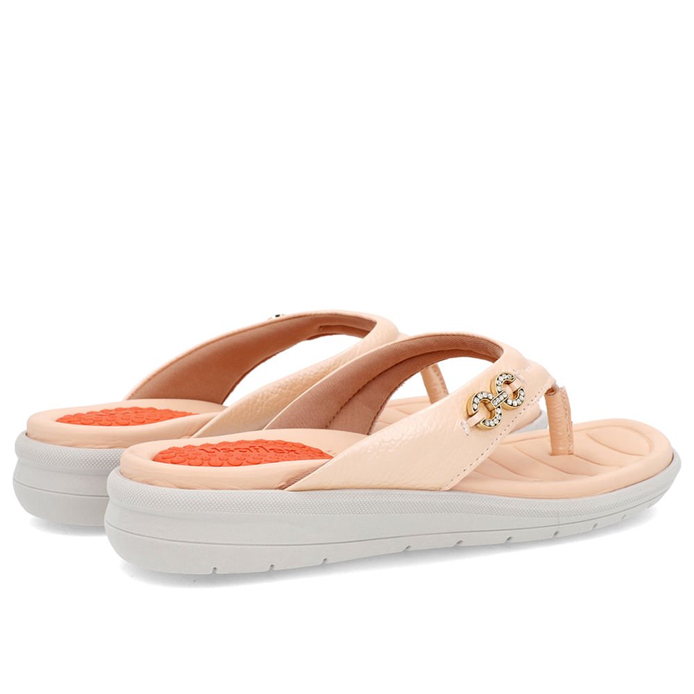 Chinelo Plataforma Couro Laranja Enfeite Brilho Laranja 3