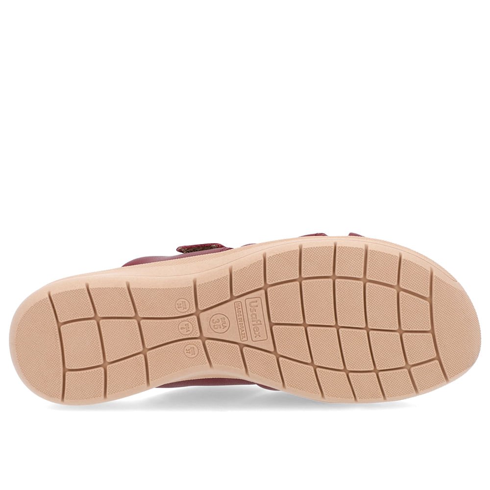 Slide Vermelho Plataforma Couro Detalhe Fivela Bordô 5