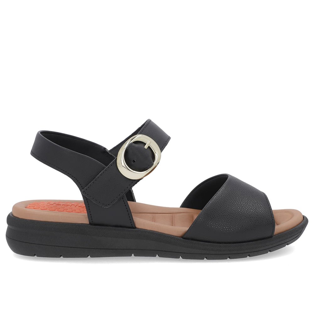 Sandália Plataforma Couro Preta Preto 1