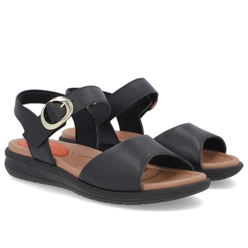 Sandália Plataforma Couro Preta Preto 2