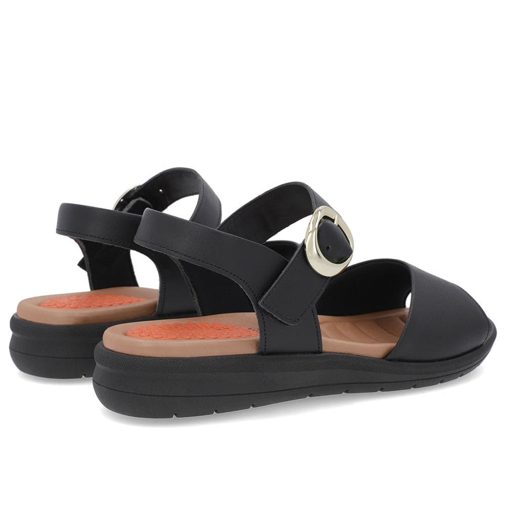 Sandália Plataforma Couro Preta Preto 3