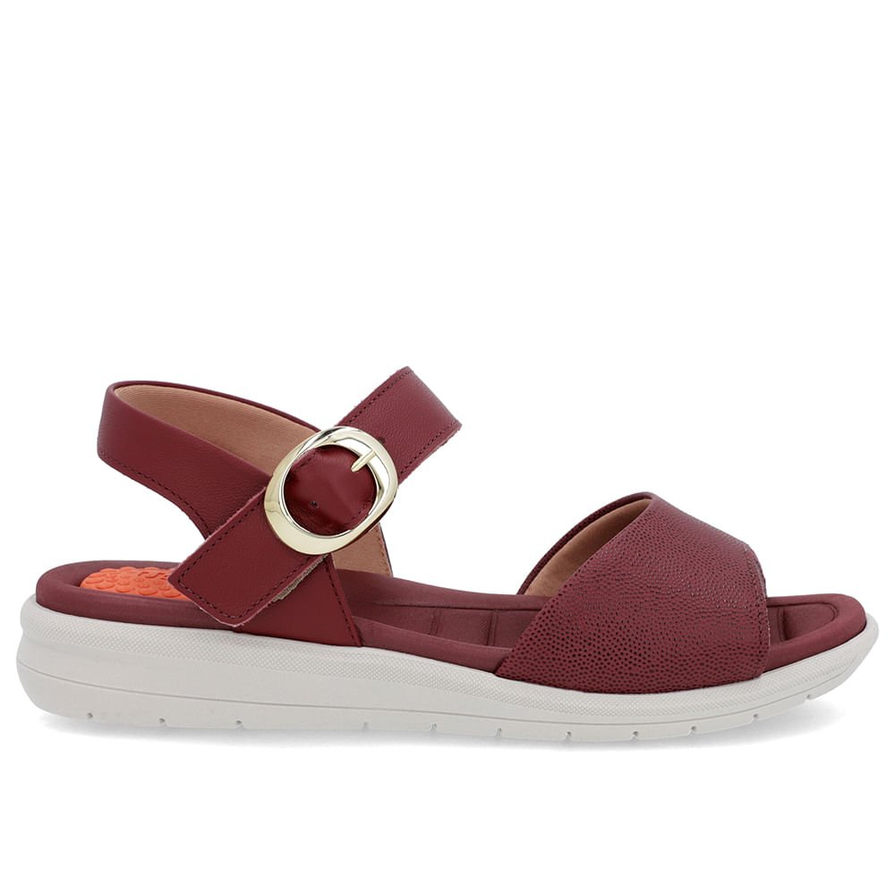 Sandália Plataforma Couro Vermelha