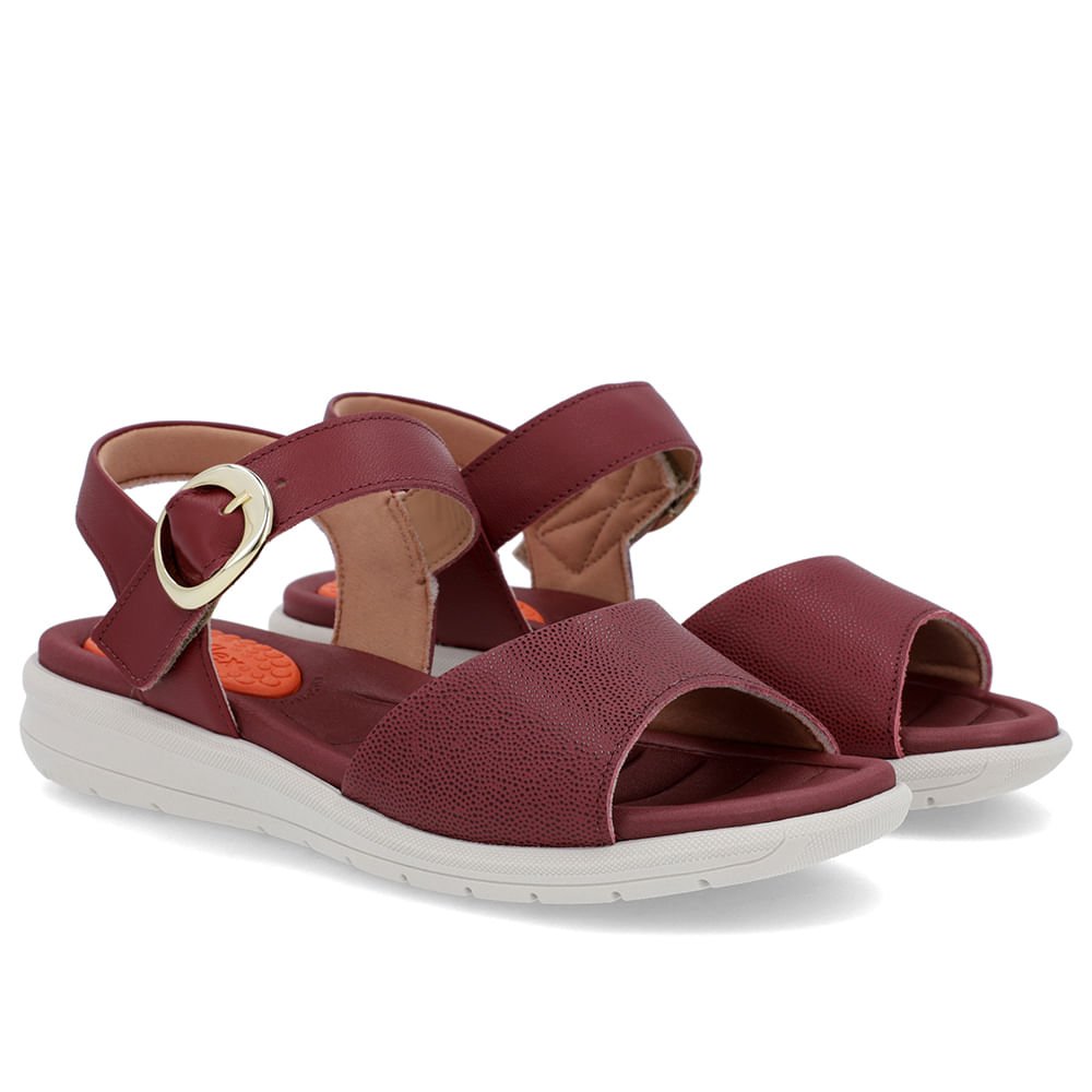 Sandália Plataforma Couro Vermelha Bordô 2