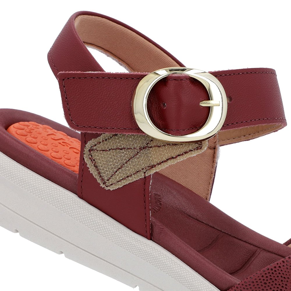 Sandália Plataforma Couro Vermelha Bordô 4