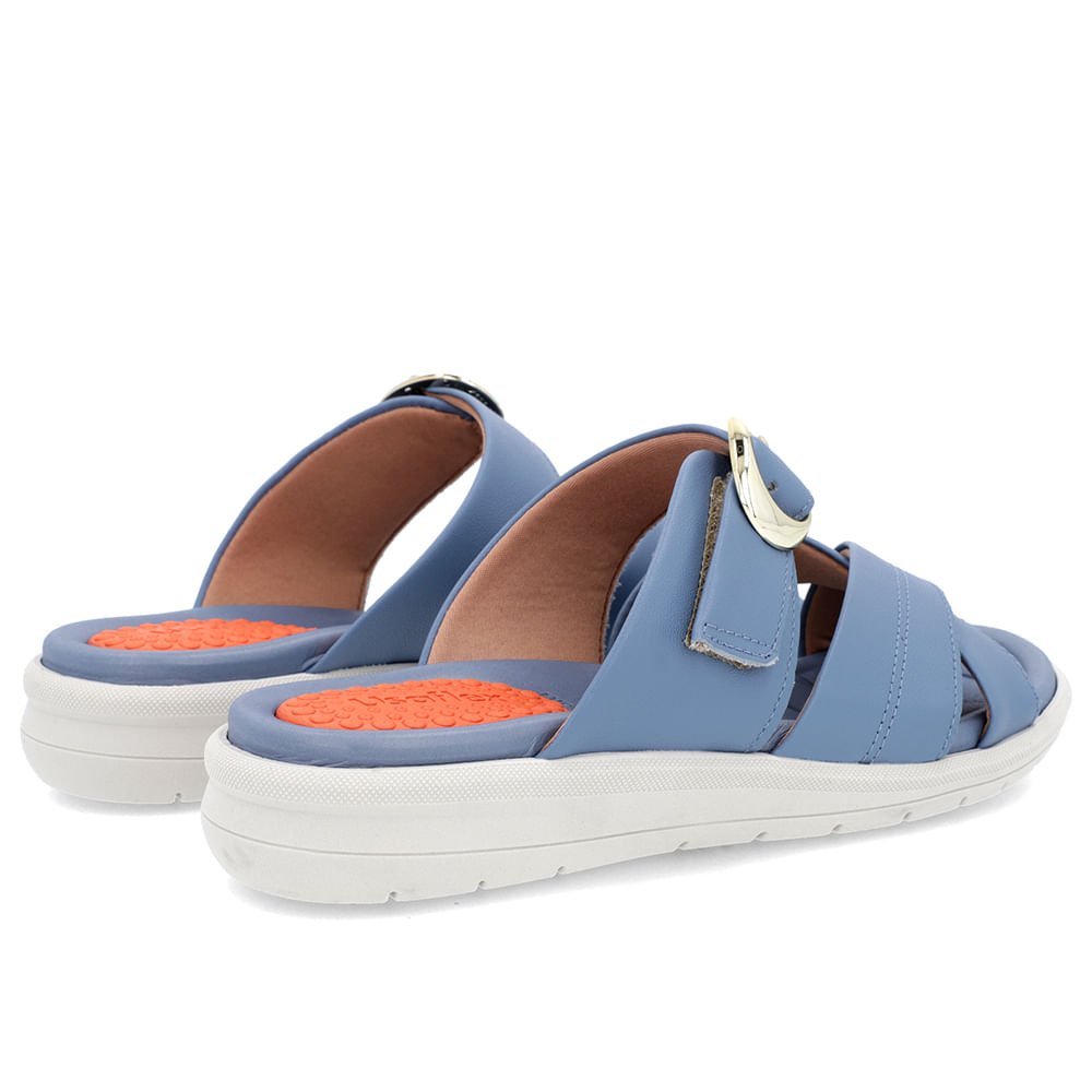 Slide Azul Plataforma Couro Detalhe Fivela Azul 3