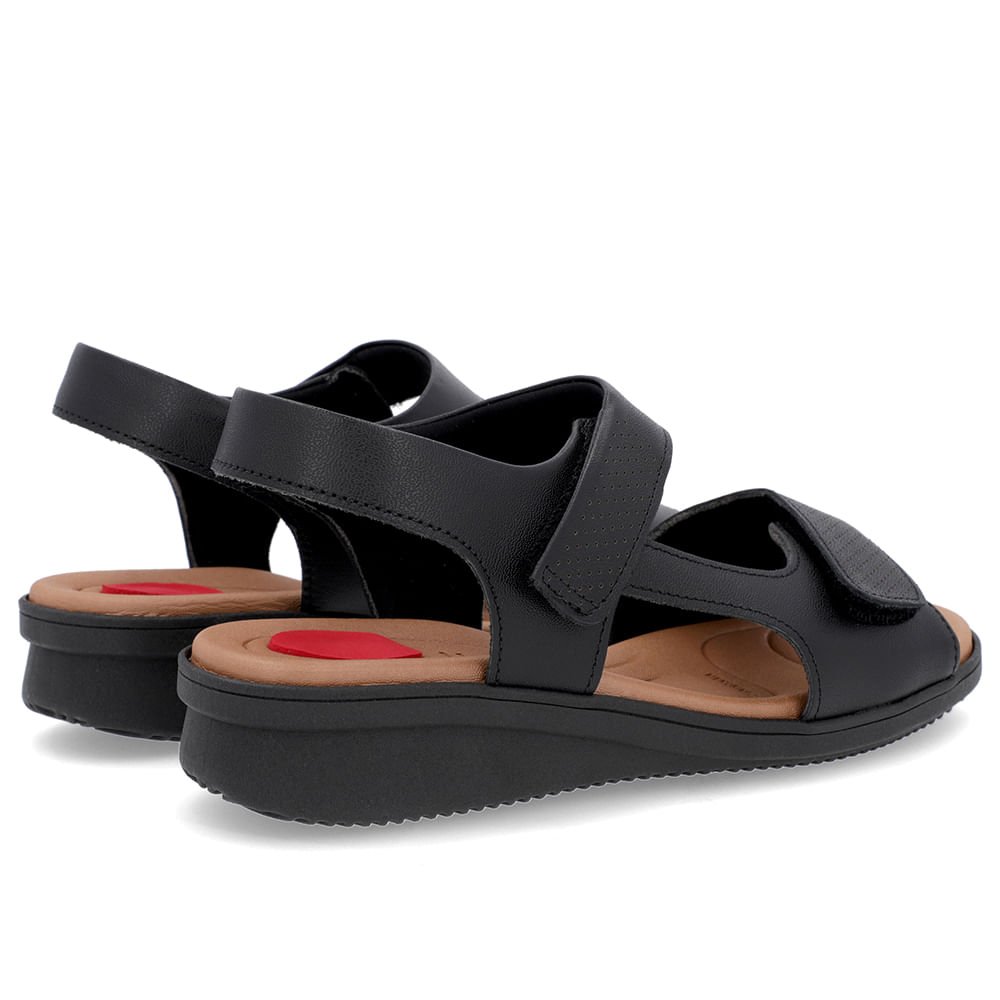 Sandália Plataforma Couro Preta Fecho-Flex Preto 3