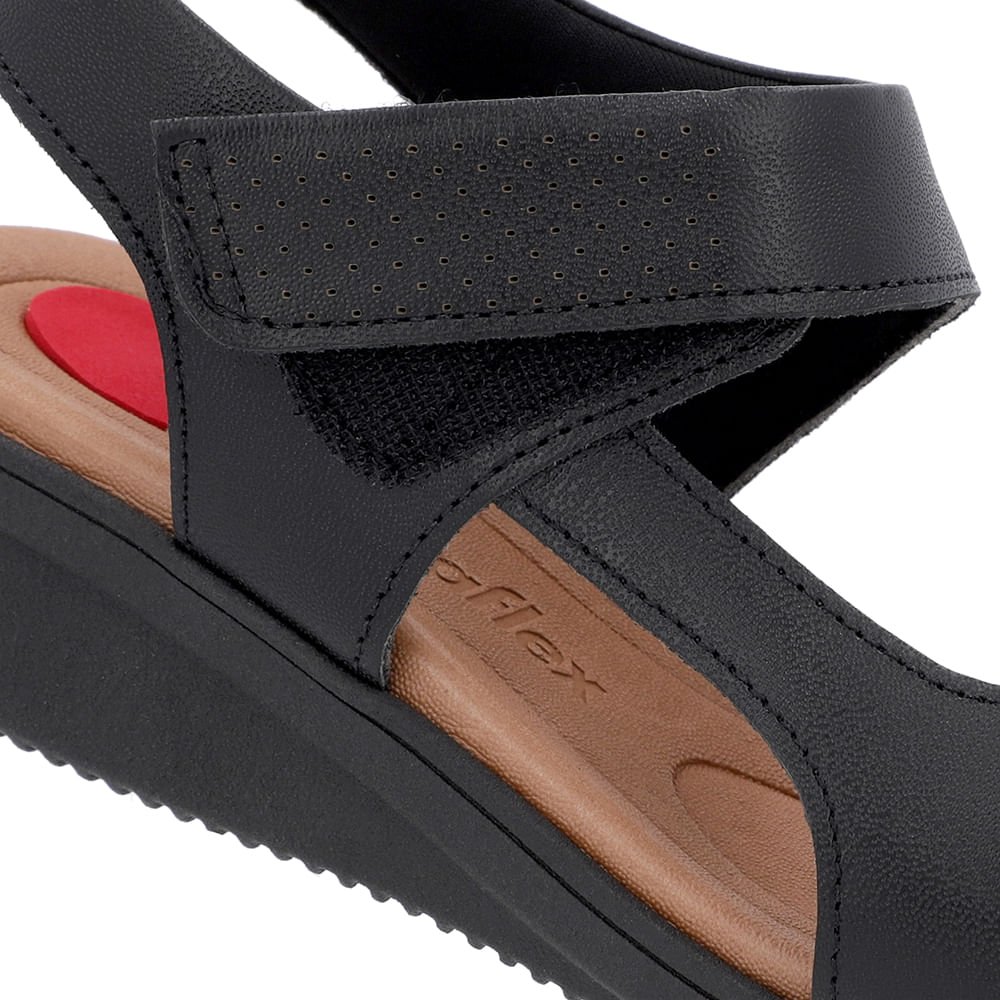 Sandália Plataforma Couro Preta Fecho-Flex Preto 4