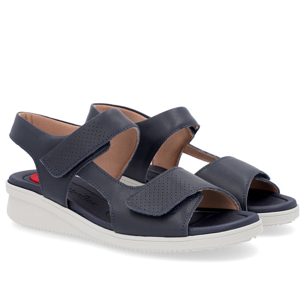Sandália Plataforma Couro Azul Fecho-Flex Azul 2
