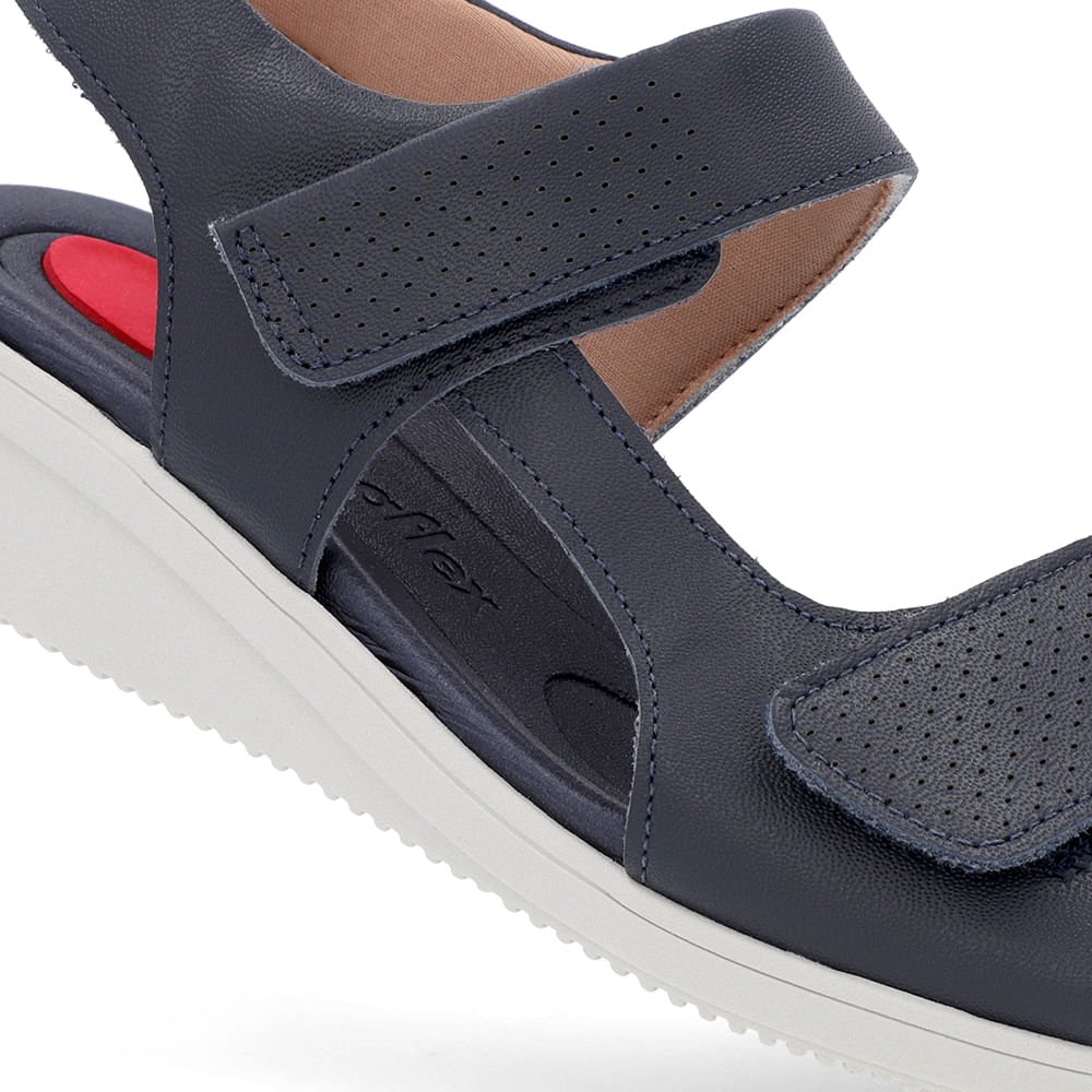 Sandália Plataforma Couro Azul Fecho-Flex Azul 4