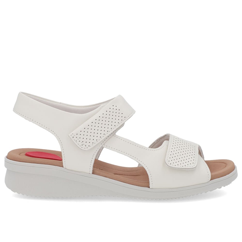 Sandália Plataforma Couro Off-White Fecho-Flex Branco 1