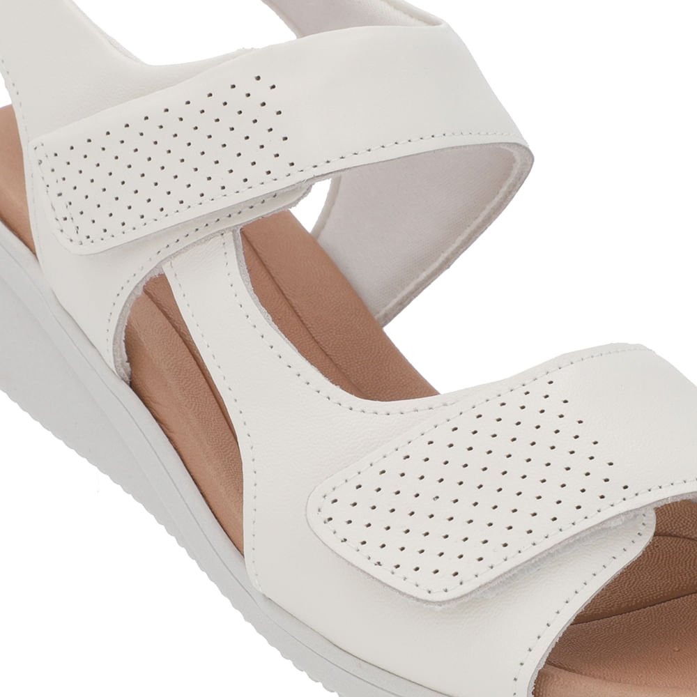 Sandália Plataforma Couro Off-White Fecho-Flex Branco 4