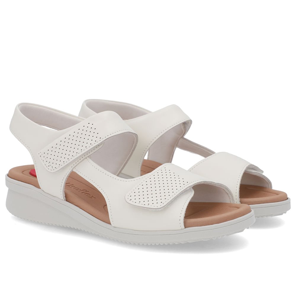 Sandália Plataforma Couro Off-White Fecho-Flex Branco 2