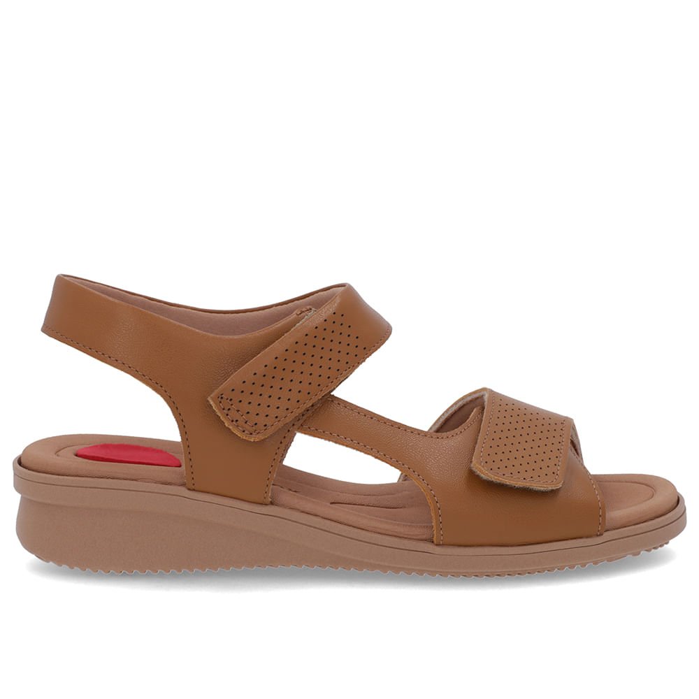 Sandália Plataforma Couro Marrom Fecho-Flex Marrom 1