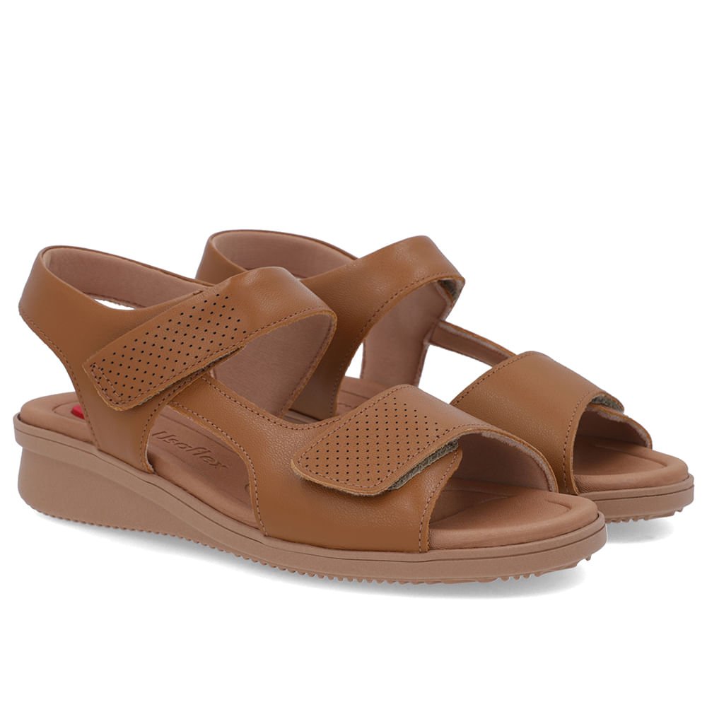 Sandália Plataforma Couro Marrom Fecho-Flex Marrom 2