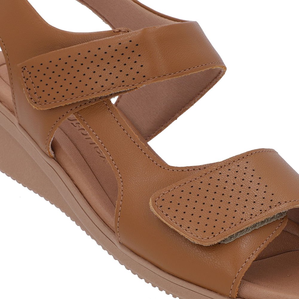 Sandália Plataforma Couro Marrom Fecho-Flex Marrom 4