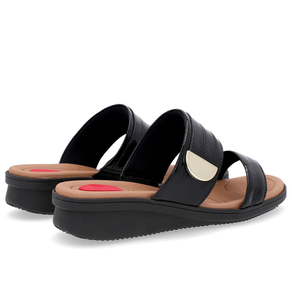 Slide Preto Plataforma Couro Detalhe Preto 3