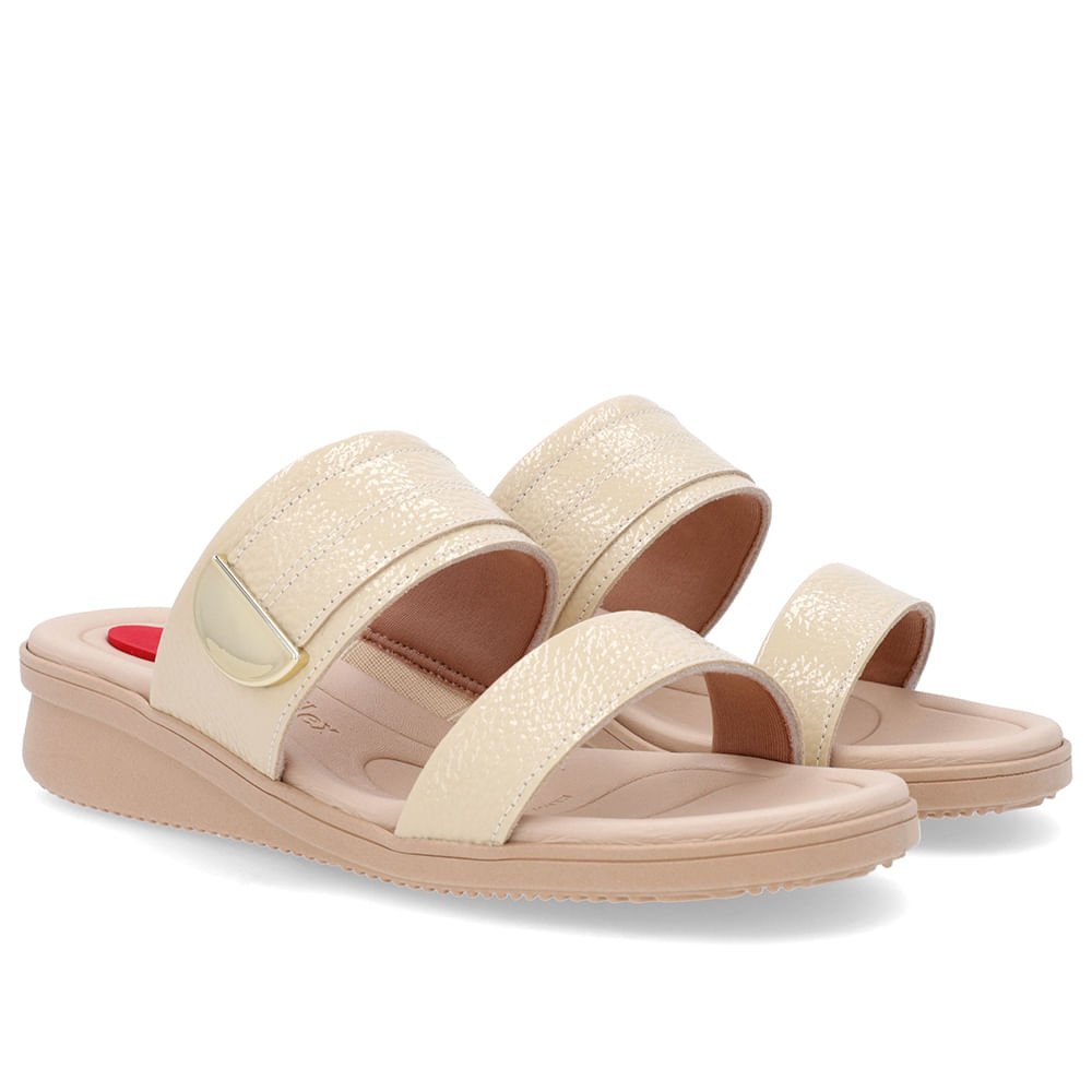 Slide Bege Plataforma Couro Detalhe Bege 2