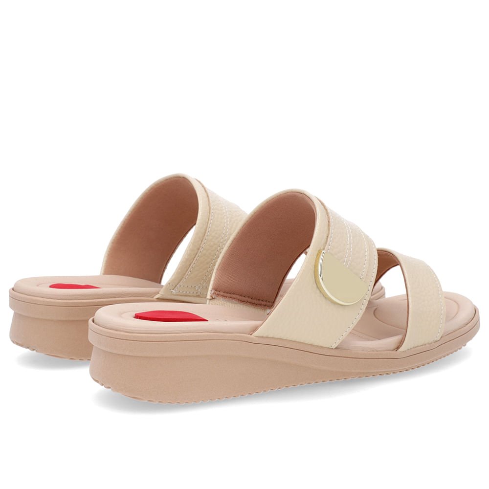 Slide Bege Plataforma Couro Detalhe Bege 3