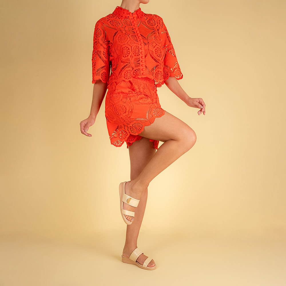 Slide Bege Plataforma Couro Detalhe Bege 4