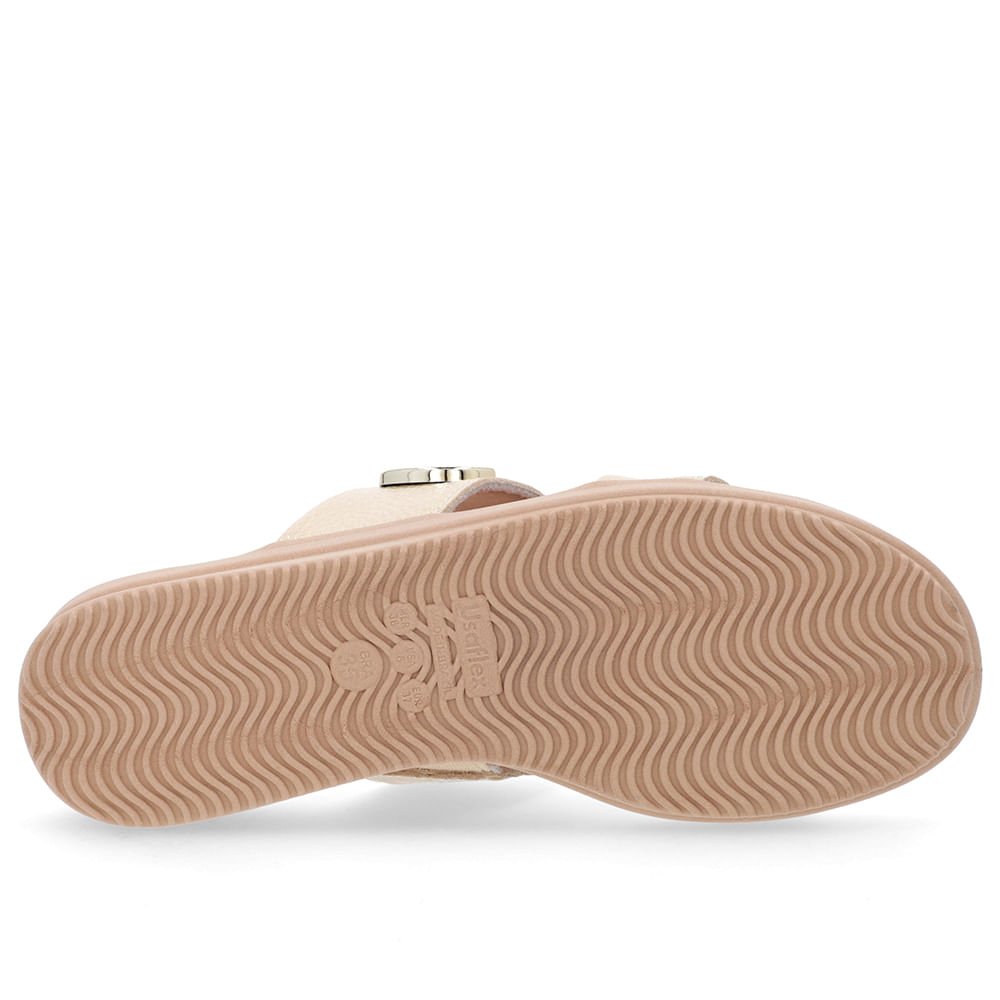 Slide Bege Plataforma Couro Detalhe Bege 5