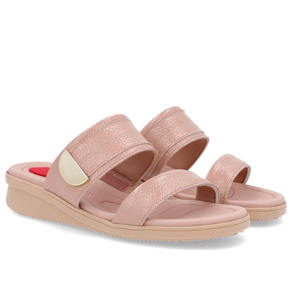 Slide Rosa Plataforma Couro Detalhe Rosa 2