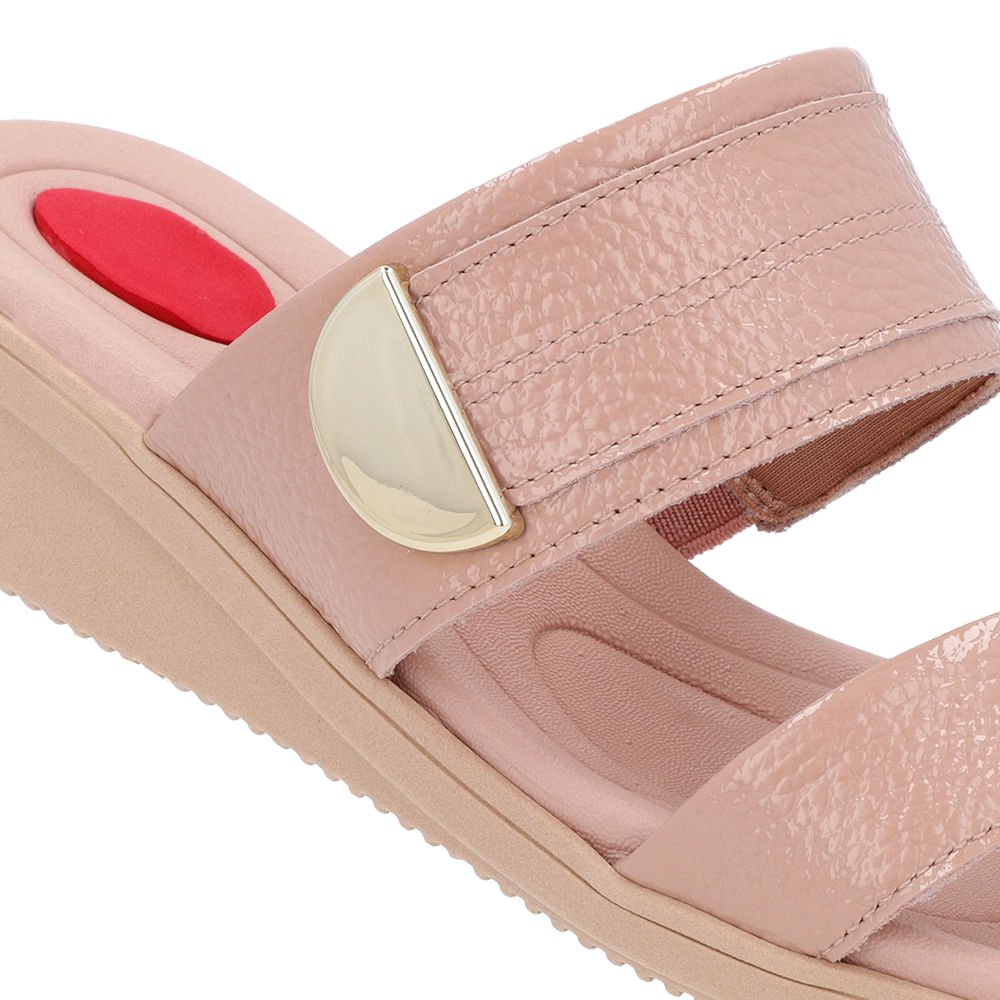 Slide Rosa Plataforma Couro Detalhe Rosa 4