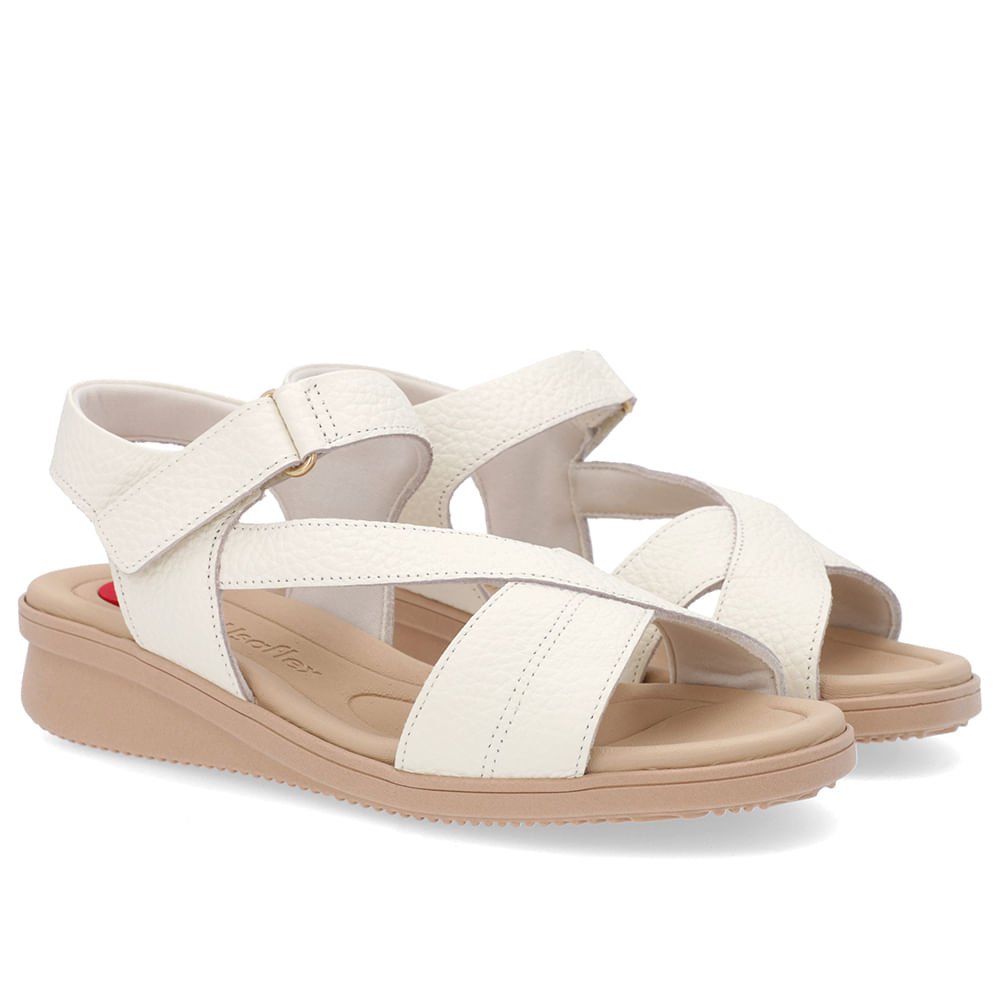 Sandália Plataforma Couro Off-White Costura Enfeite Branco 2