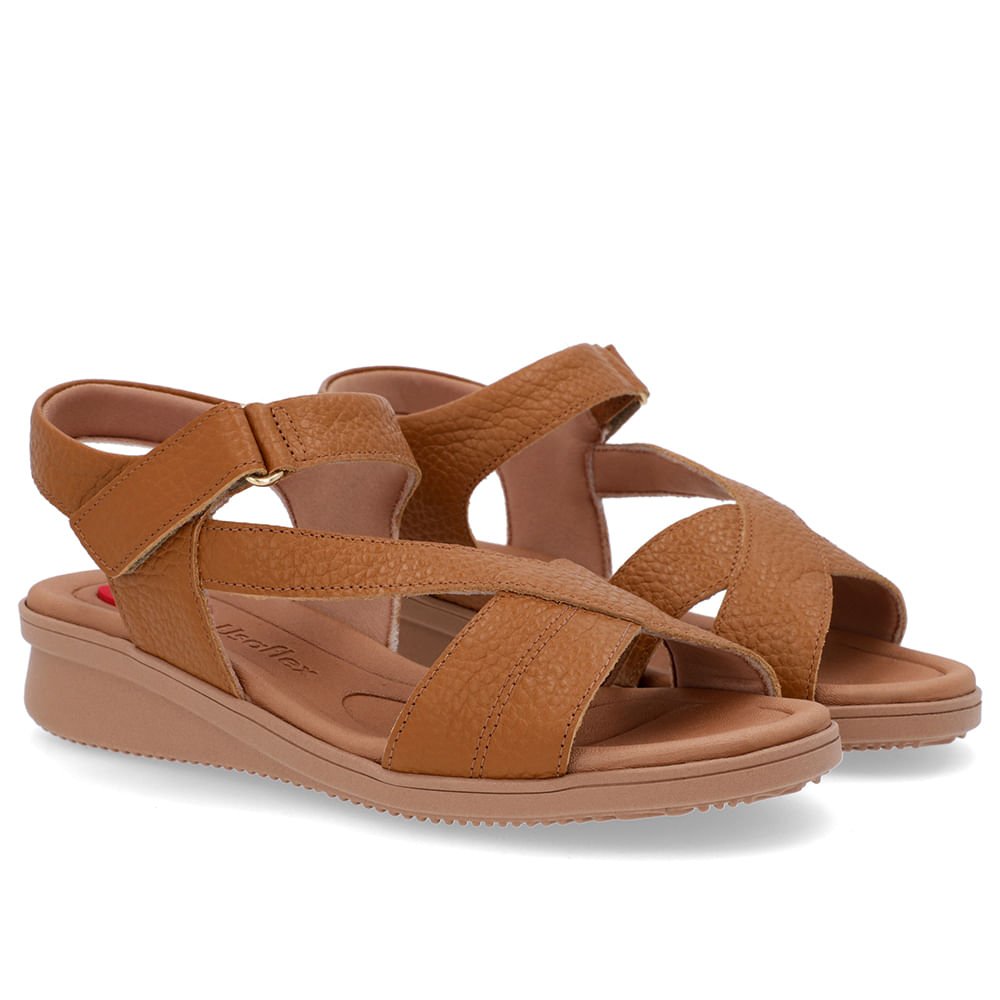 Sandália Plataforma Couro Marrom Costura Enfeite Marrom 2