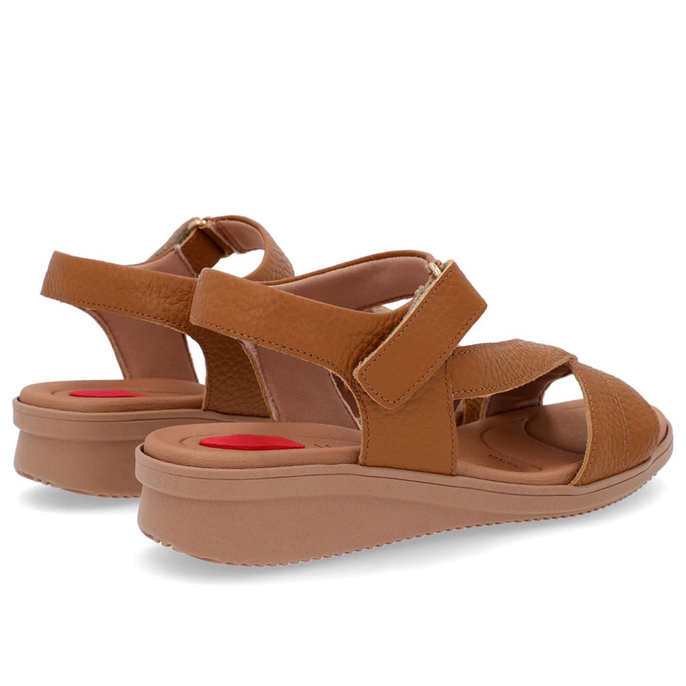 Sandália Plataforma Couro Marrom Costura Enfeite Marrom 3