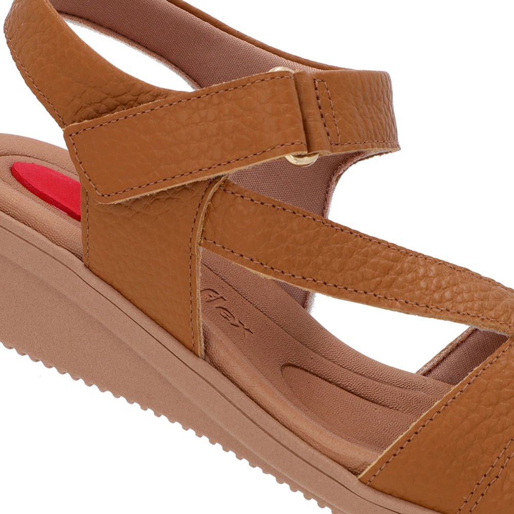 Sandália Plataforma Couro Marrom Costura Enfeite Marrom 4