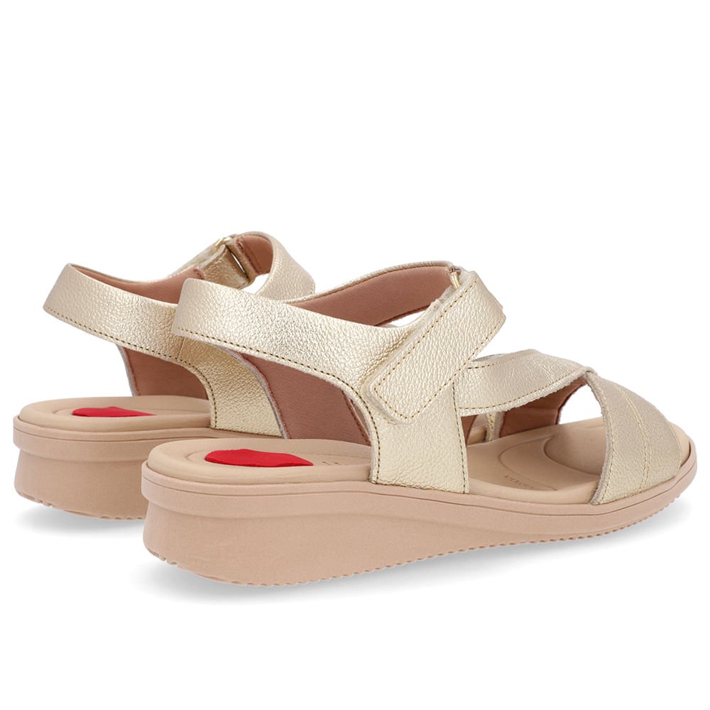 Sandália Plataforma Couro Ouro Costura Enfeite Dourado 3