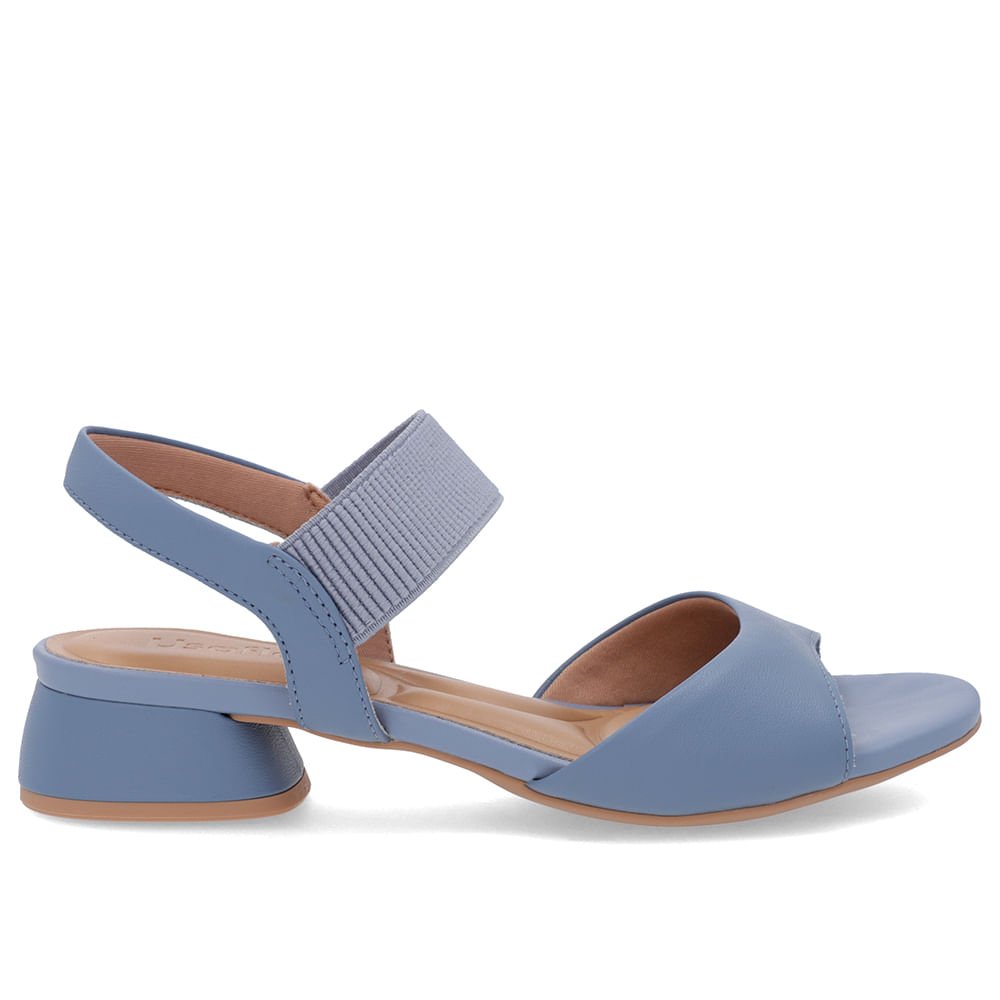 Sandália Básica Couro Azul Detalhe Elástico Azul 1
