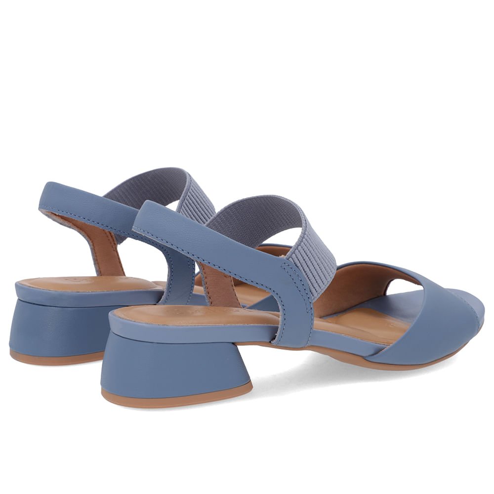Sandália Básica Couro Azul Detalhe Elástico Azul 3