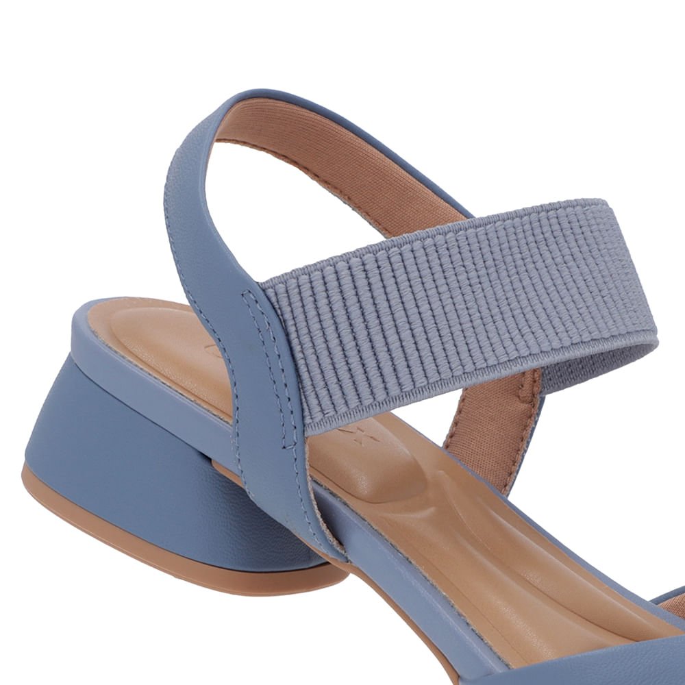 Sandália Básica Couro Azul Detalhe Elástico Azul 4