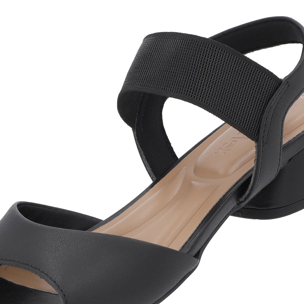Sandália Básica Couro Preta Detalhe Elástico Preto 4