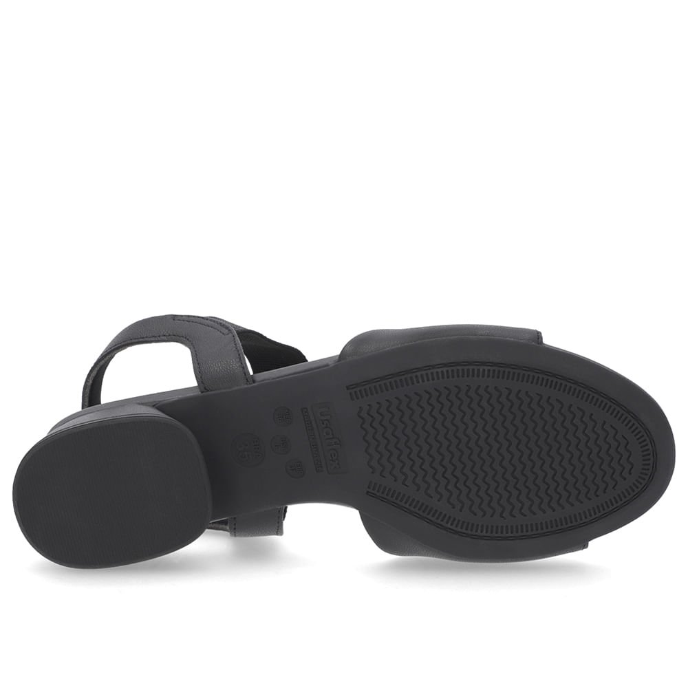 Sandália Básica Couro Preta Detalhe Elástico Preto 5