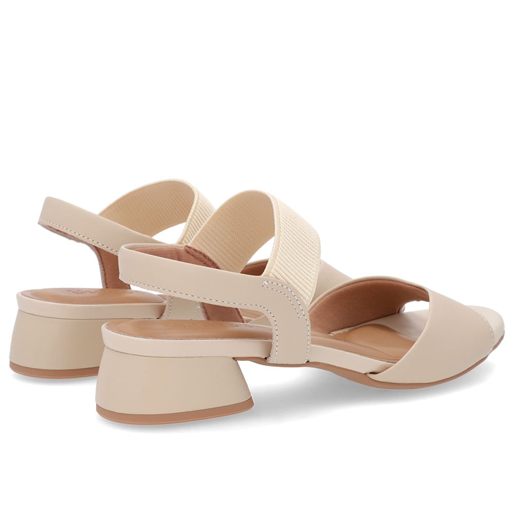 Sandália Básica Couro Bege Detalhe Elástico Bege 3