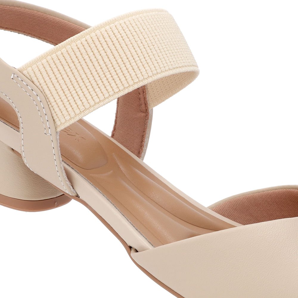 Sandália Básica Couro Bege Detalhe Elástico Bege 4
