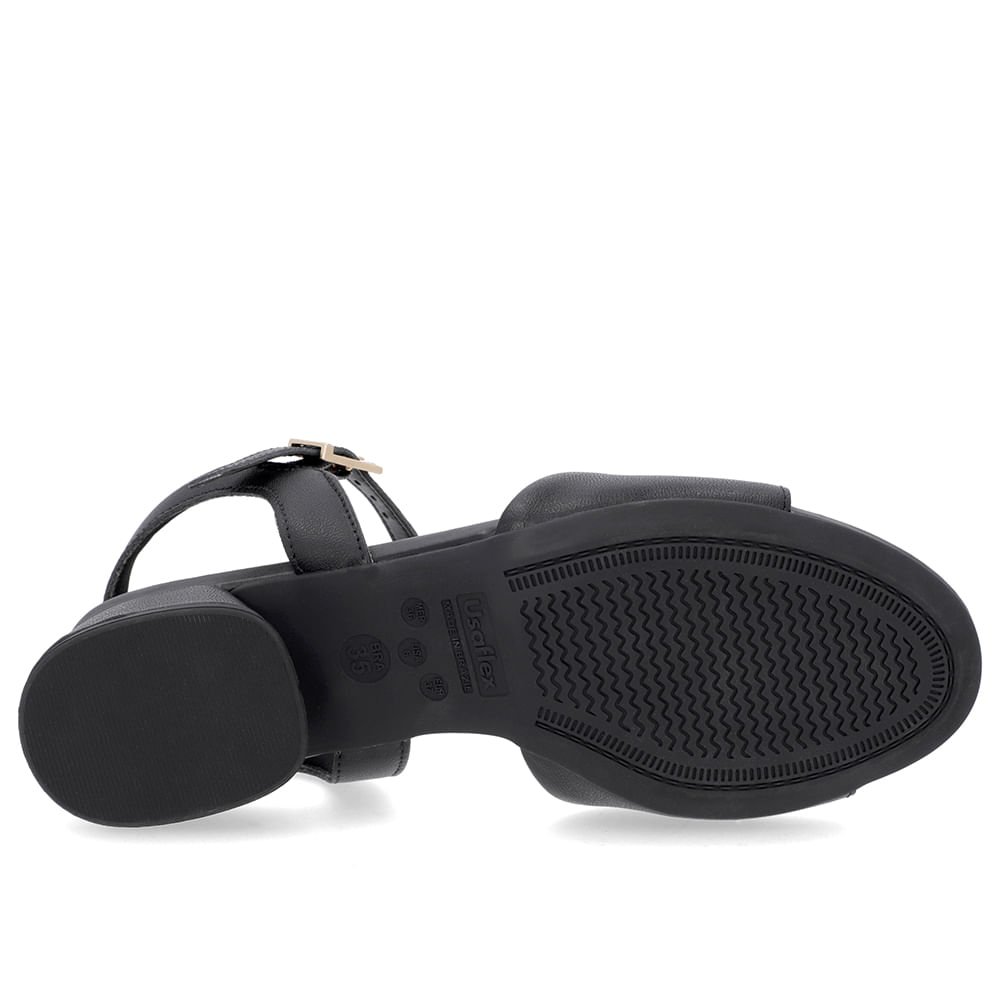 Sandália Casual Couro Preta Salto Bloco Preto 5