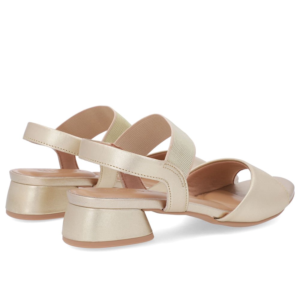 Sandália Básica Couro Ouro Detalhe Elástico Dourado 3