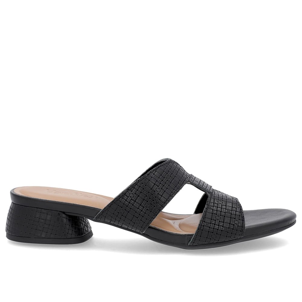 Tamanco Salto Bloco Couro Preto