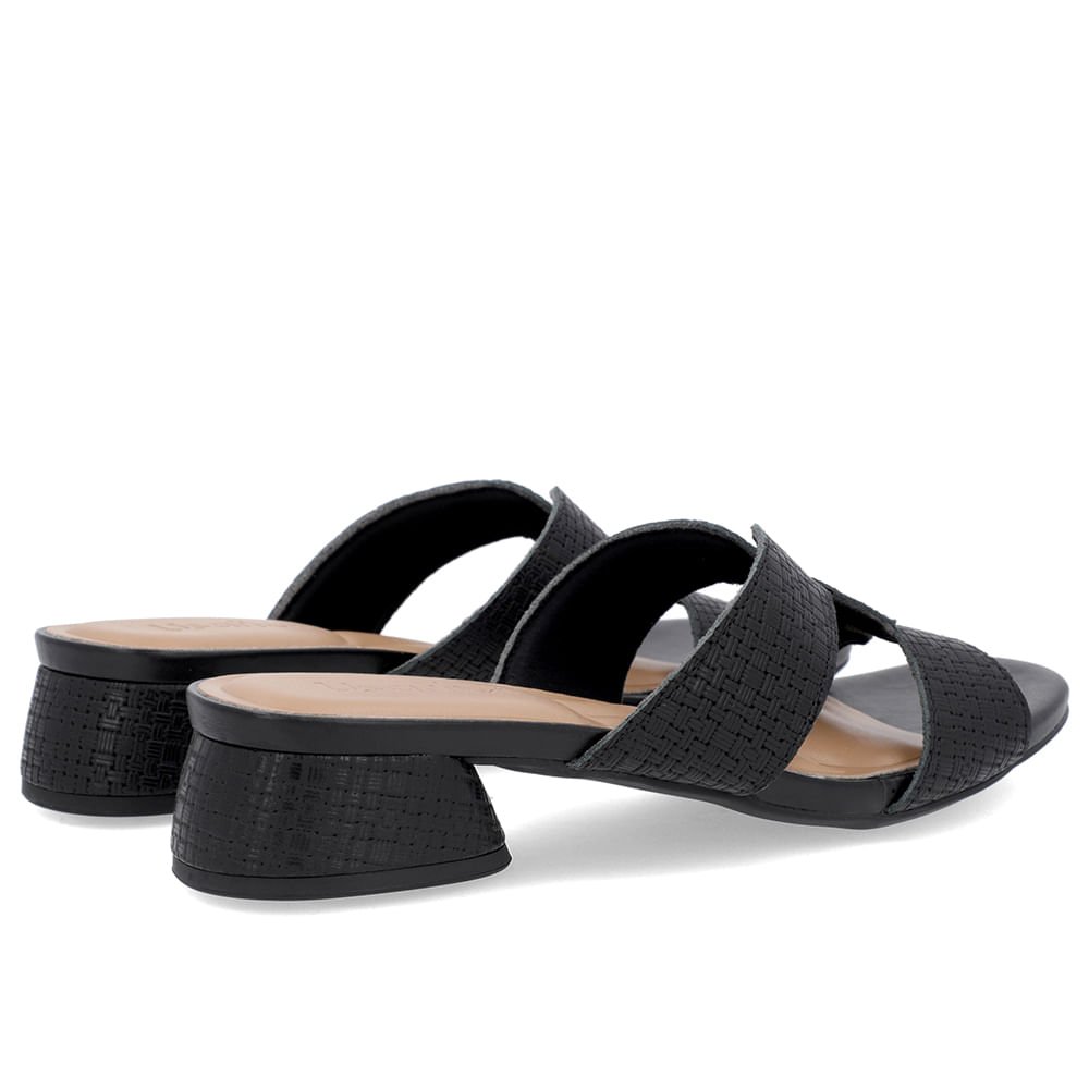 Tamanco Salto Bloco Couro Preto Preto 3